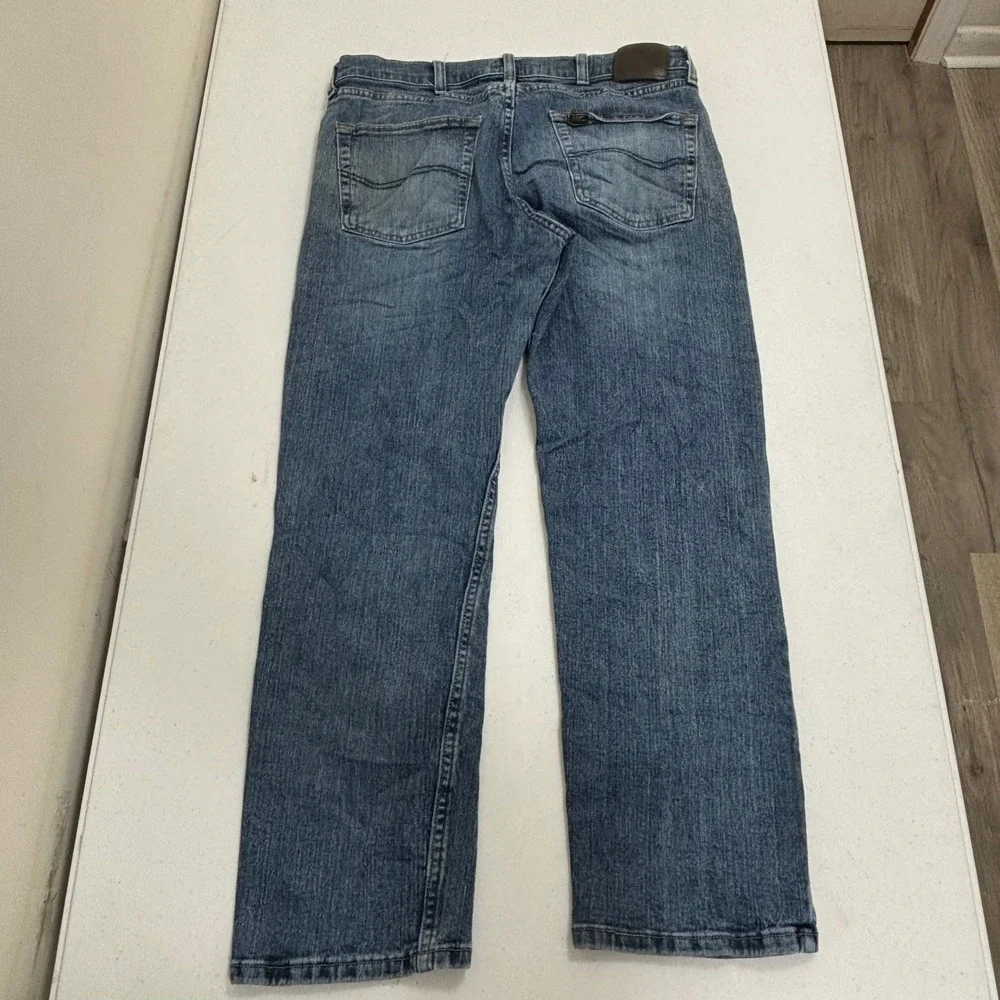 Lee Regular Fit Mens Straight Leg Medium Wash Denim Blue Jeans 34x29